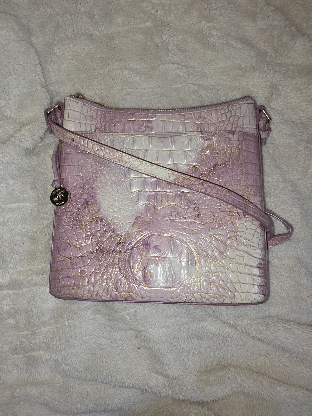 Brahmin Pink Croc-Embossed Shoulder Bag - Picture 3 of 4